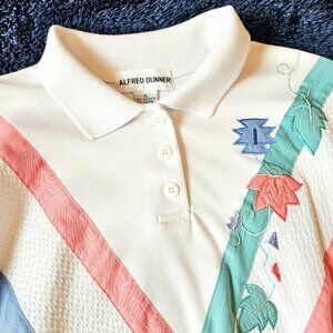 Alfred Dunner Women's Vintage 80's 90's Cottagecore Polo Shirt Top Size XL